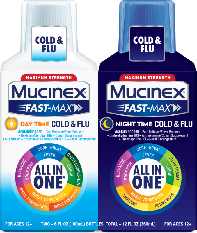 MUCINEX FASTMAX Adult Liquid  Day Night Cold  Flu Day Discontinued